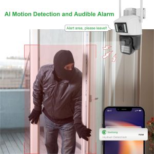 4mp Dual Lens Smart Wireless Camera CCTV Human Tracking Dual Light Night Vision