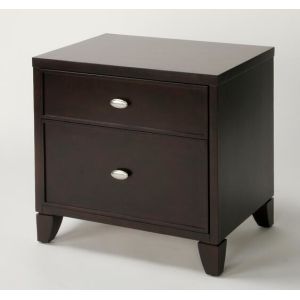 Espresso finish Custom made walnut wood veneer 2-drawer night stand of hotel