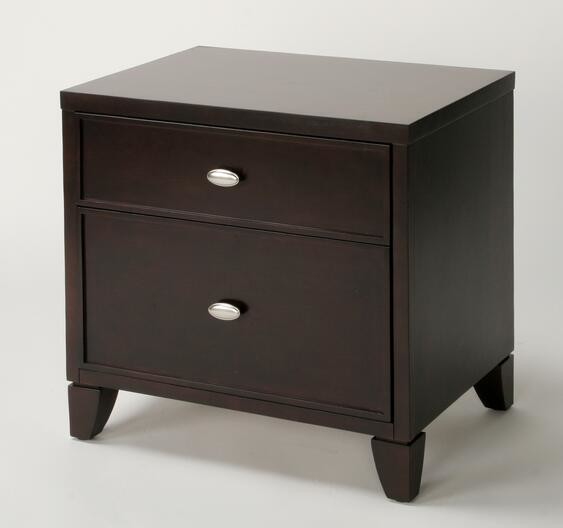 Espresso finish Custom made walnut wood veneer 2-drawer night stand of hotel