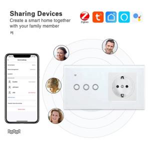 Cheap Wifi Wall Smart Plug And Switch Tuya Smart App Light Switch With Plug Combo for sale