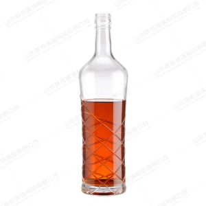 500ml 700ml 750ml Round Engraved Glass Bottle with Screw Cap for Vodka Gin Whisky