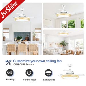 Metal Acrylic 42 Inch Ceiling Fan Light with Pure Copper Motor and Remote
