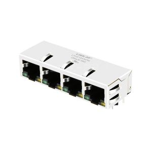 Cheap X Multiple XMK-9742-8824-433D-L1-A Compatible LINK-PP LPJE104AENL Tab Down Green/Yellow LED 1X4 Port RJ45 Modular without Integrated Magnetics for sale
