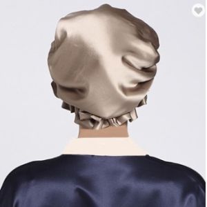 43cm Adjustable Woven 100 Mulberry Silk Bonnet Sleep Cap Striped