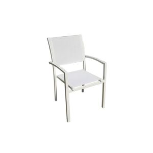 China Eco Friendly Textilene Outdoor Foldable Chair Aluminum Stackable Patio Chairs on sale
