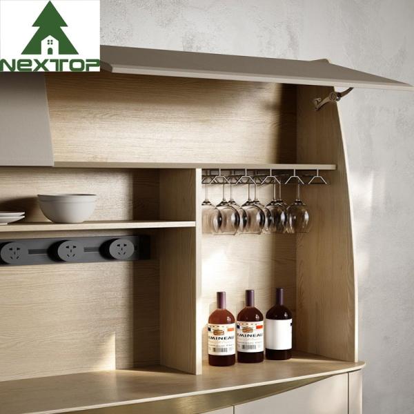 Multi Function Wooden Wine Cabinets With Metal Elegant Upholstered Dining Furniture
