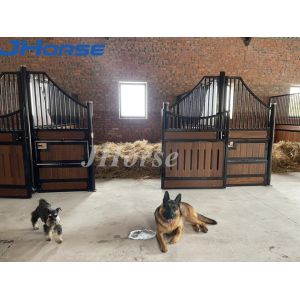 Black Powder Coated 6ft Horse Stall Panels Front With Barn Door / Window