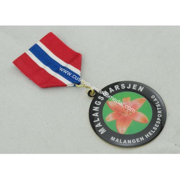 45mm Competition Custom Awards Medals With Ribbon , Epoxy Added , No Plating