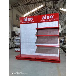 Factory customized color size metal heavy duty red 5 layers grocery store shelf