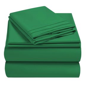 Cheap Embroidery Two Lines Bed Sheet Set 4pcs for USA 100% Polyester Microfiber Material for sale