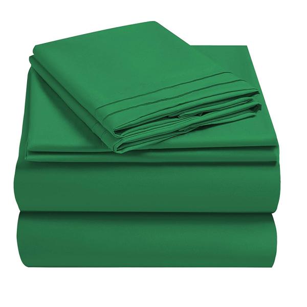 Embroidery Two Lines Bed Sheet Set 4pcs for USA 100% Polyester Microfiber