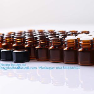 Glass Essential Oils Sample Bottles With Black Caps For Essential Oils, Perfumes
