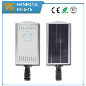China Hanfong solar energy all in one Solar street lights China manufactory LED power light15w12v8Ah CE/ROHS/ISO9001 aluminium on sale