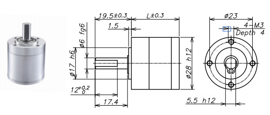28mm Planetary Gearbox For Brushless Motor , 33.1mm Two Stage Planetary Gearbox