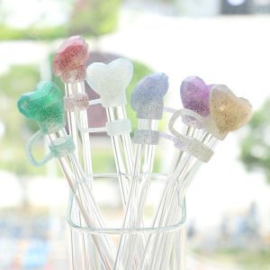 NEW Arrival heart diamond glitter designs Straw Cover Topper 3D 10mm Straw