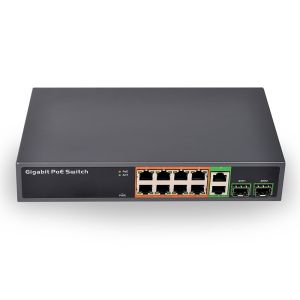 Cheap full metal case 8 ports Gigabit IEEE 802.3af/a standard 150W power backplane bandwidth 24 Gbps uplink port POE switch for sale