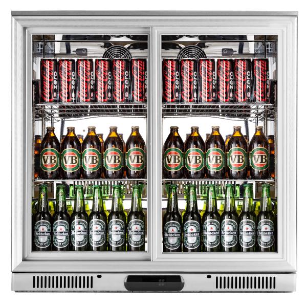 Outdoor Undercounter Drinks Chiller Glass Beer Fridge Fan Cooling Double Layer Glass
