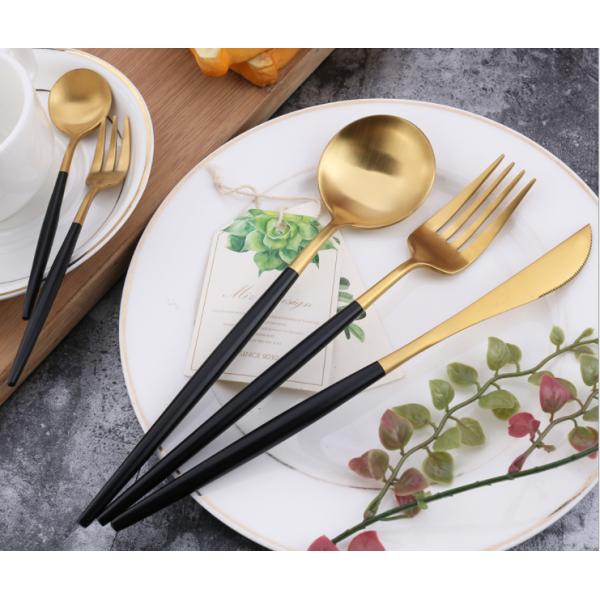 NC099 Stainless Steel Cutlery Set with Black and Gold color Flatware Kitchen Household China supplier