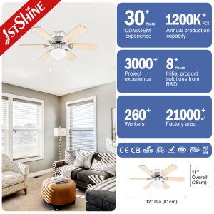32'' 6 MDF Blades Decorative AC Motor Ceiling Fan With Light Kit
