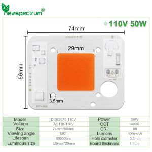 AC110V 50W LED Chip Pink ODM LED Module COB With Driver On Board