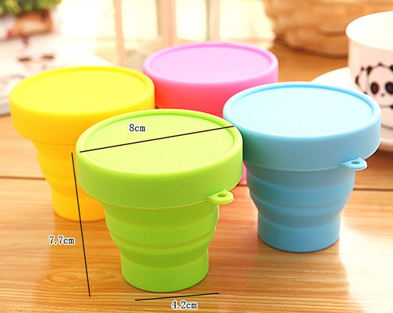 Quality Portable Folding Silicone Cup with Lid For Travel 170ml wholesale