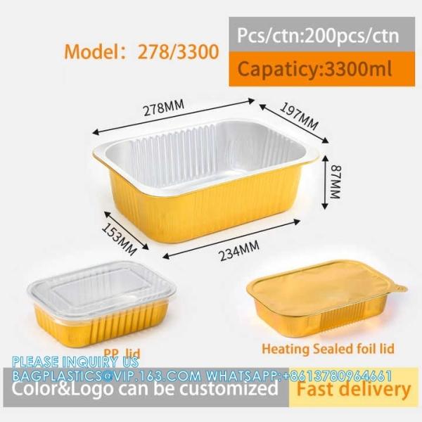 3300ml/7.25LB, Sturdy Aluminum Foil Pans With Lids For Cooking, Baking,
