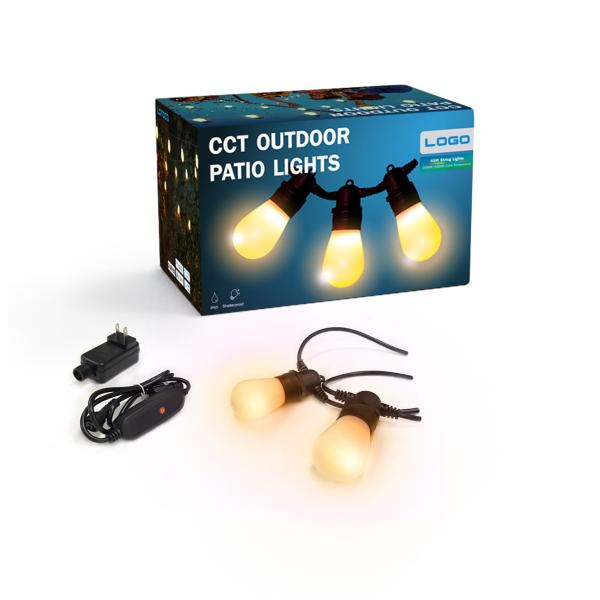 wifi connection 48ft String Lights CCT Light Bulb Outdoor Patio Lights Led WiFi