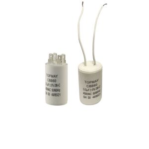 CBB60 AC Motor Run Capacitor 3.5uF 450VAC Wire Leads Terminal For Washing