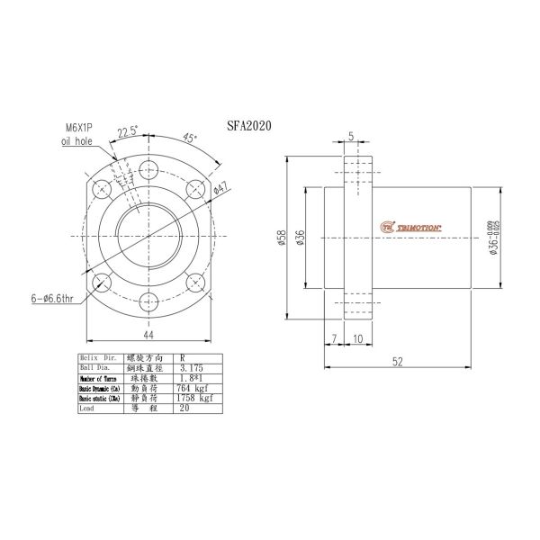 TBI Ball Screw SFA2020 20mm Tbi Motion Ball Screw 1000mm Ball Screw