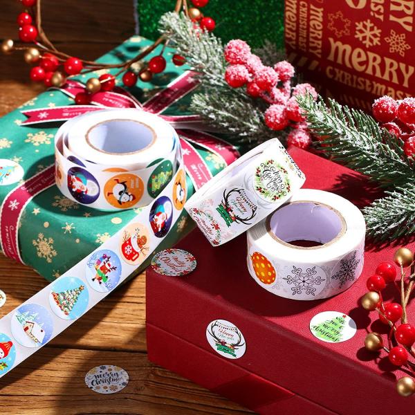 Scratch Off CMYK Round Sticker Labels Merry Christmas And Happy New Year