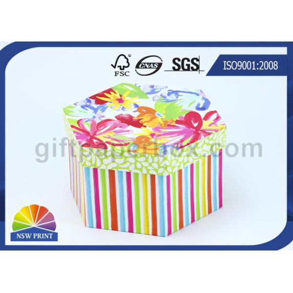 Quality Bespoke Printing Hard Paper Gift Box with Lid , Luxury Hexagon Custom Packaging Boxes wholesale