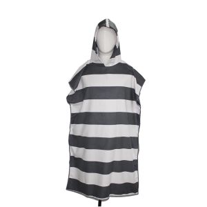 Customized Striped Microfibre Hooded Beach Towel Poncho For Kids