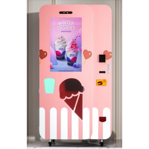 China Quick Making Automatic Soft Ice Cream Vending Machine With Attractive LED Colorful Lights And LED Light Box on sale