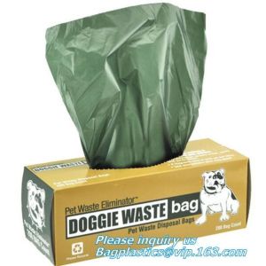Customized Compostable Green Dog Poop Bag, biodegradable and compostable zero