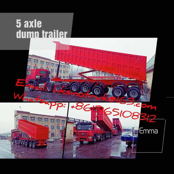 5 axle dumper trailer with 13R22.5 Tyre, exported to Ghana with red color,Sinomicc brand semi dump trailer