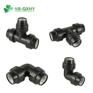 Round Head Code Pn10/12/16 Black Plastic PP Compression Pipe Fitting Elbow for