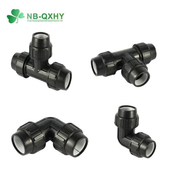 Round Head Code Pn10/12/16 Black Plastic PP Compression Pipe Fitting Elbow for