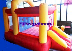 Cheap Inflatable Commercial Bounce Houses With Roof Cover / Bounce Rooms With Slide for sale