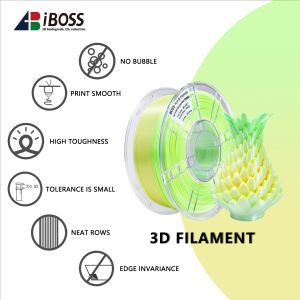 Iboss PLA Gradient Filament Silk Gradient Yellow Green White PLA+ Filament 1