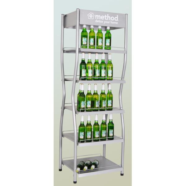 Flooring Metal Beer Bottle Display Rack 4 Shelves For Drinks Products
