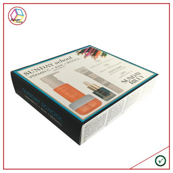 Quality Four Color Printing Black Cosmetic Gift Box Soft Touch Lamination wholesale