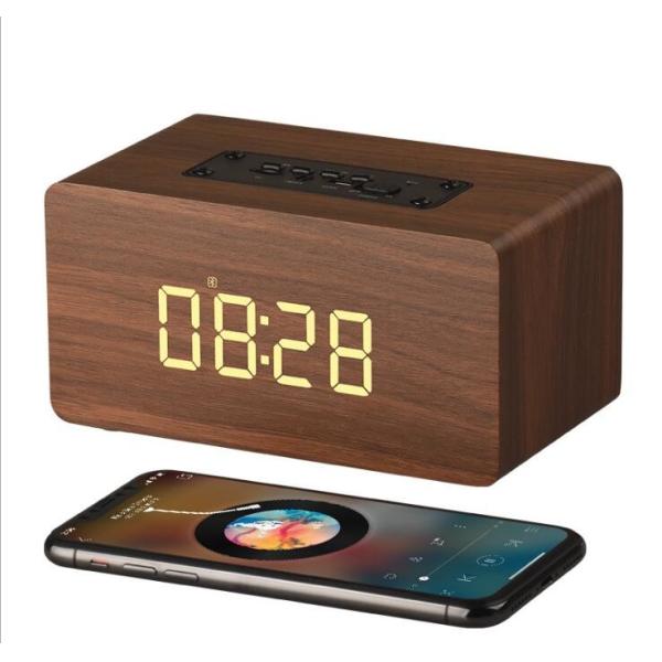 Hifi System Wireless Bluetooth Wooden Digital Table Clock Speaker with TF Card