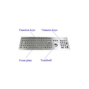 Front Mounted Industrial Stainless Steel Keyboard With Mouse Touch Ball