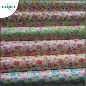 Multi Color Printed Faux Leather Fabric Chunky Shiny Wear Resistant