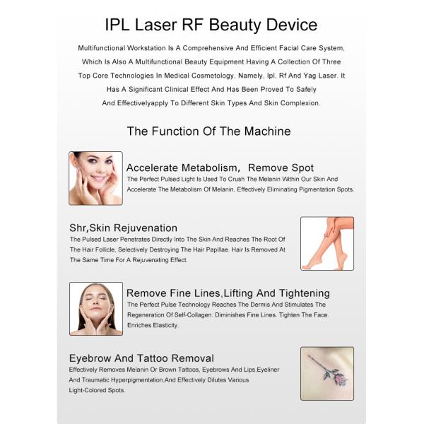 Portable Multifunction 3 In 1 Q-switched IPL+RF+Nd Yag Laser Hair Tattoo Removal Machine