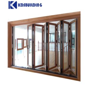 KDSBuilding Solid Teak Double Glass Horizontal Folding Garage Paint Colors Wood