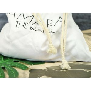 White Canvas Handbag 1 Color Silk Printing , Drawstring Canvas Shopping Bags