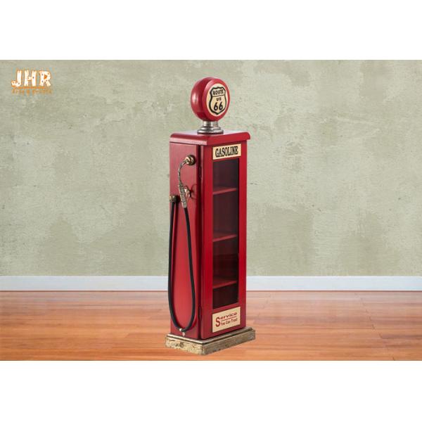 Quality Antique Storage Cabinets Wooden Gas Pump Display Cabinet MDF Storage Rack Red Color wholesale