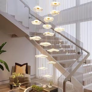 Modern Lotus Leaf Design LED Ceiling Acrylic Light Staircase Luxury Home