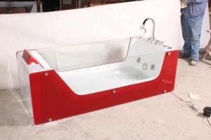 Cheap Red Rectangle ABS Acrylic Air Bubble Bathtubs For Bathroom 87 x 182 X 72cm for sale